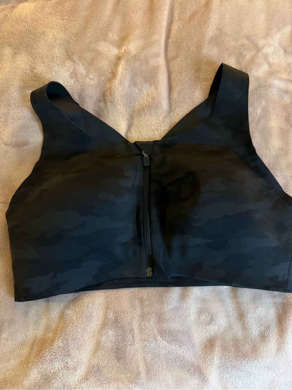 lululemon Black Camo Enlite Bra Front Zip